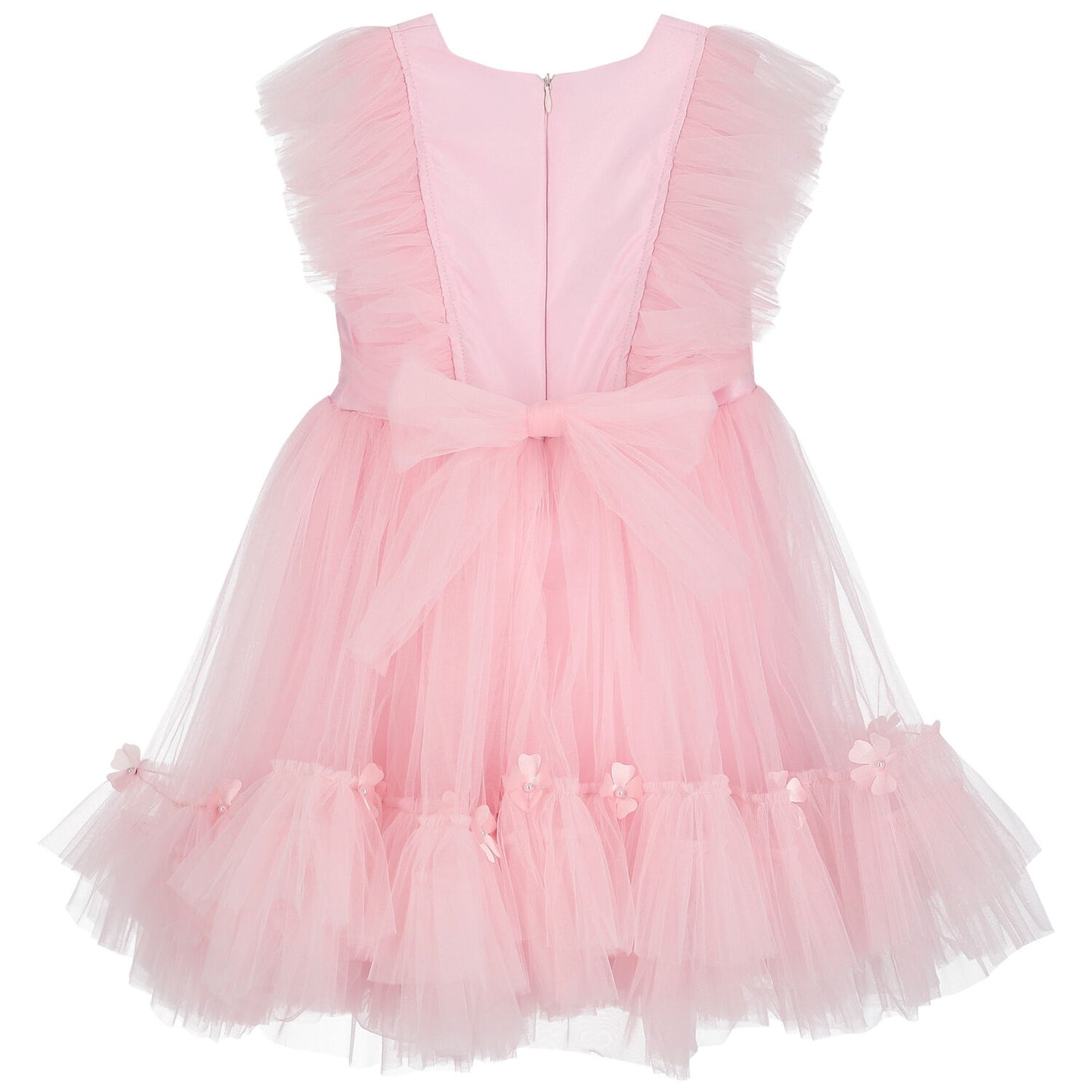 Caramelo Kids Pink Pearl Party Dress with Butterflies and Flowers