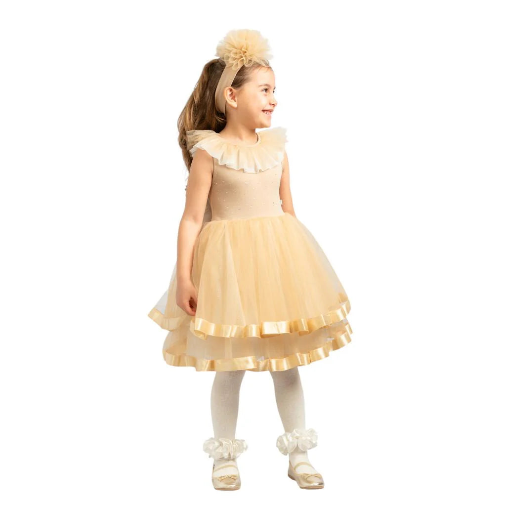 Caramelo Kids Mink Diamanté Dress