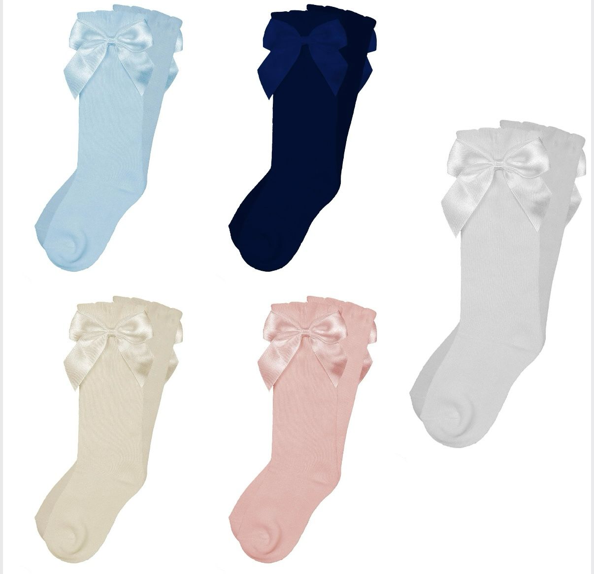 Girls Knee High Bow Socks (Multiple Colours)