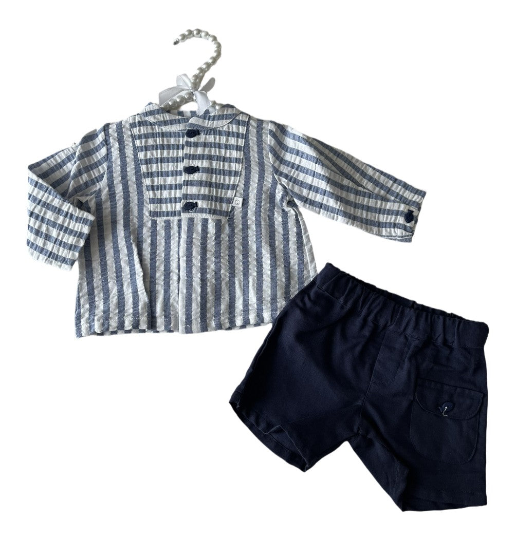 Deolinda Boys Striped Short Set - Navy 24830