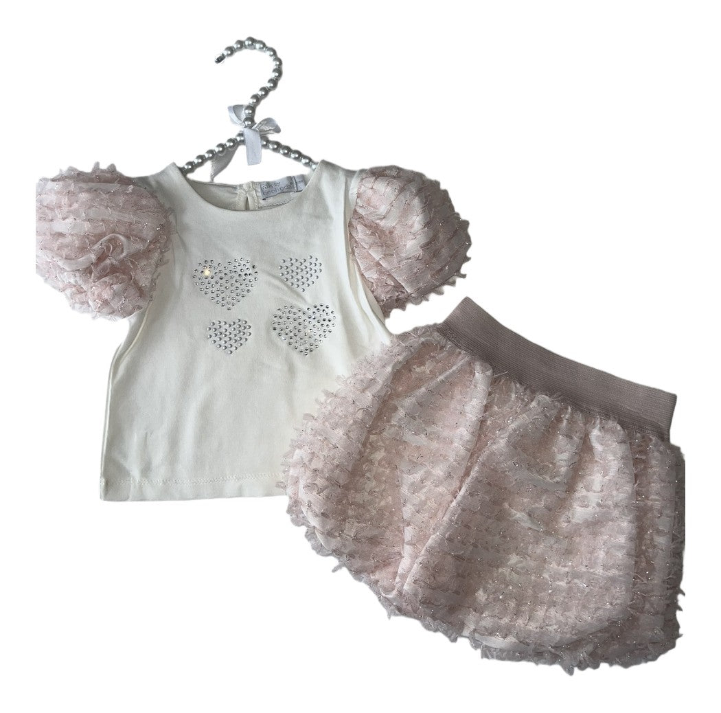 Deolinda Toddler Girls Shimmer Skirt and Tee Set - Pink 251402
