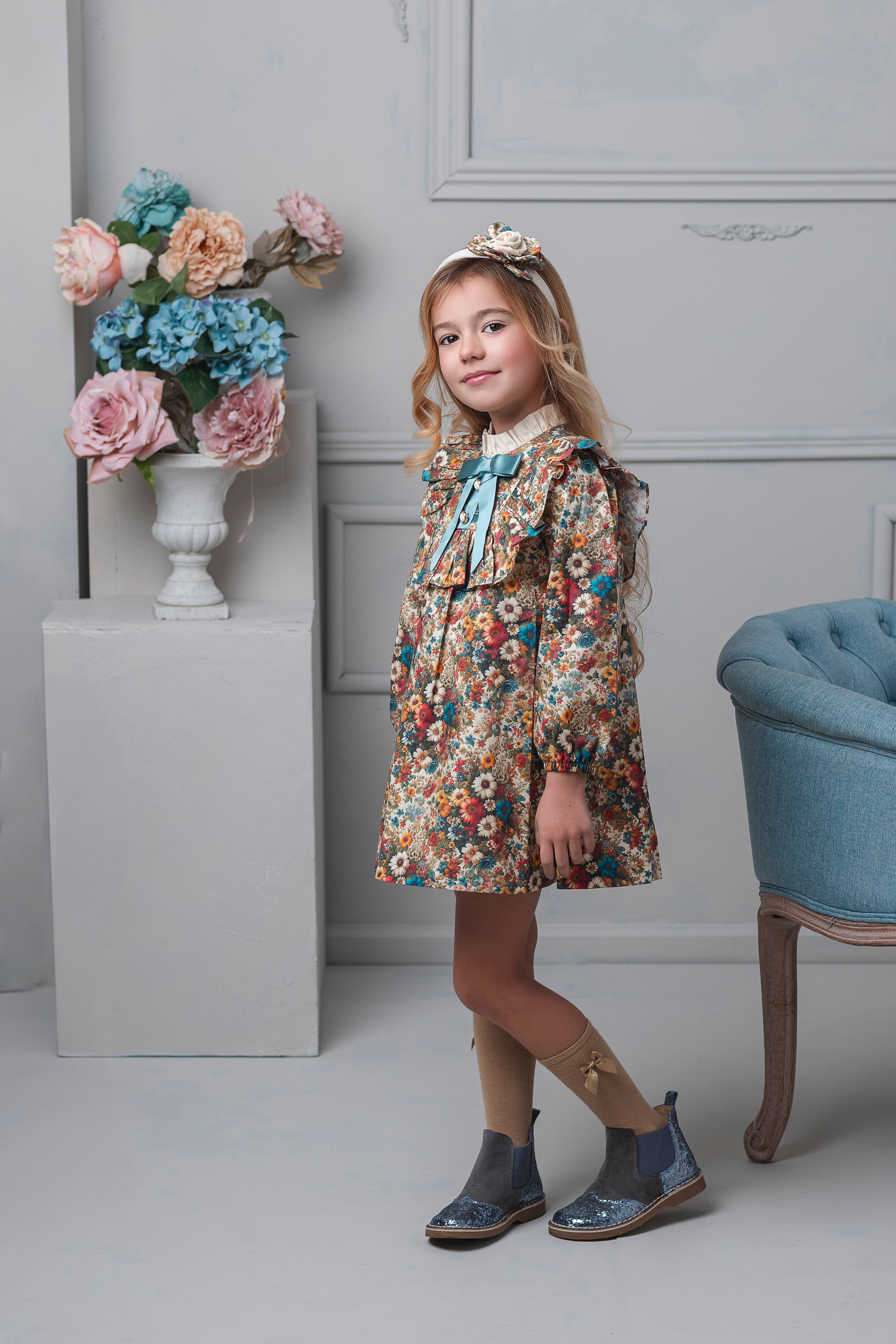 AW25 Rochy Girls Autumn Floral Print Dress 26747 – Baby Basics Grays