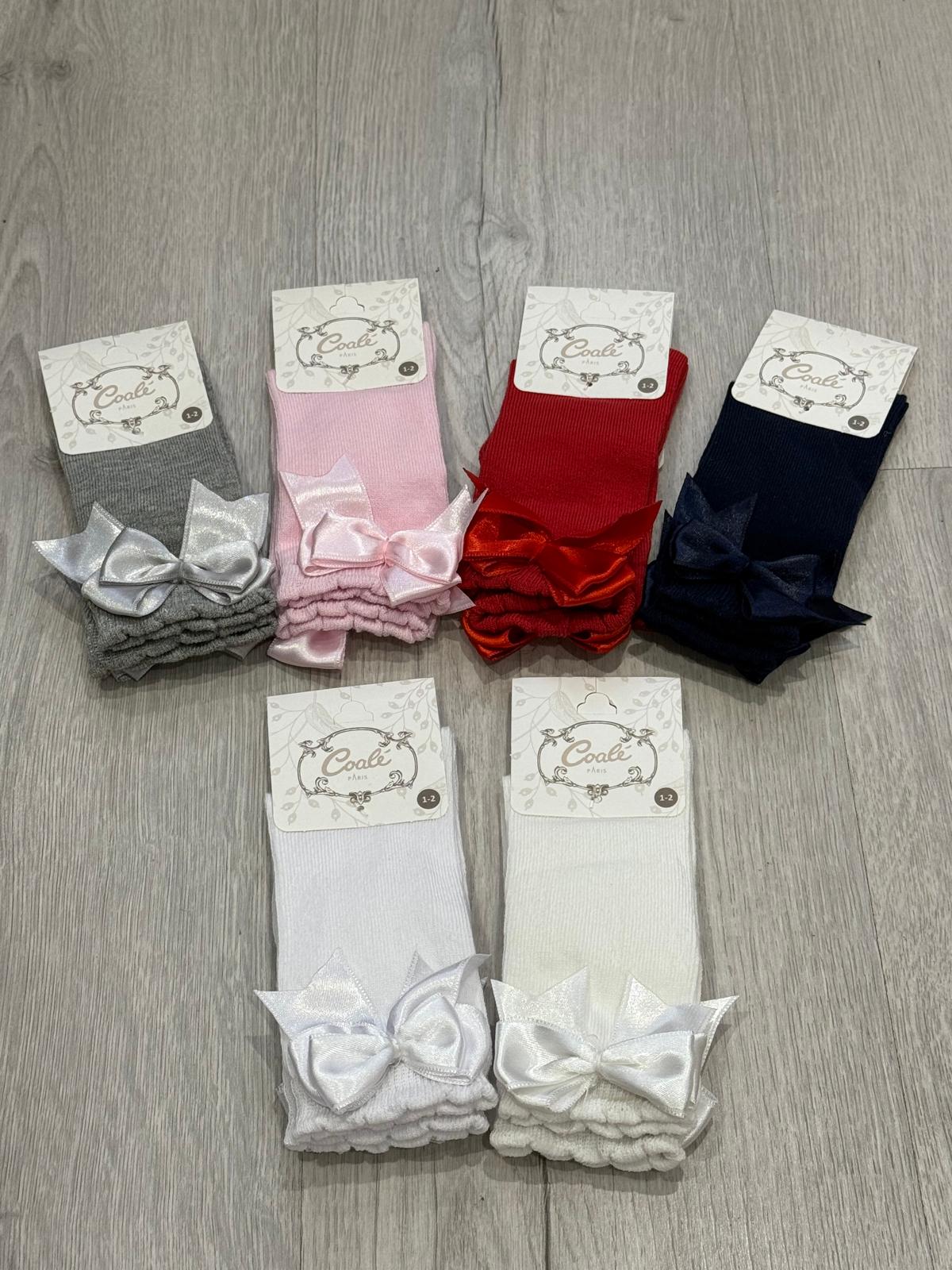 Girls Knee High Bow Socks (Multiple Colours)