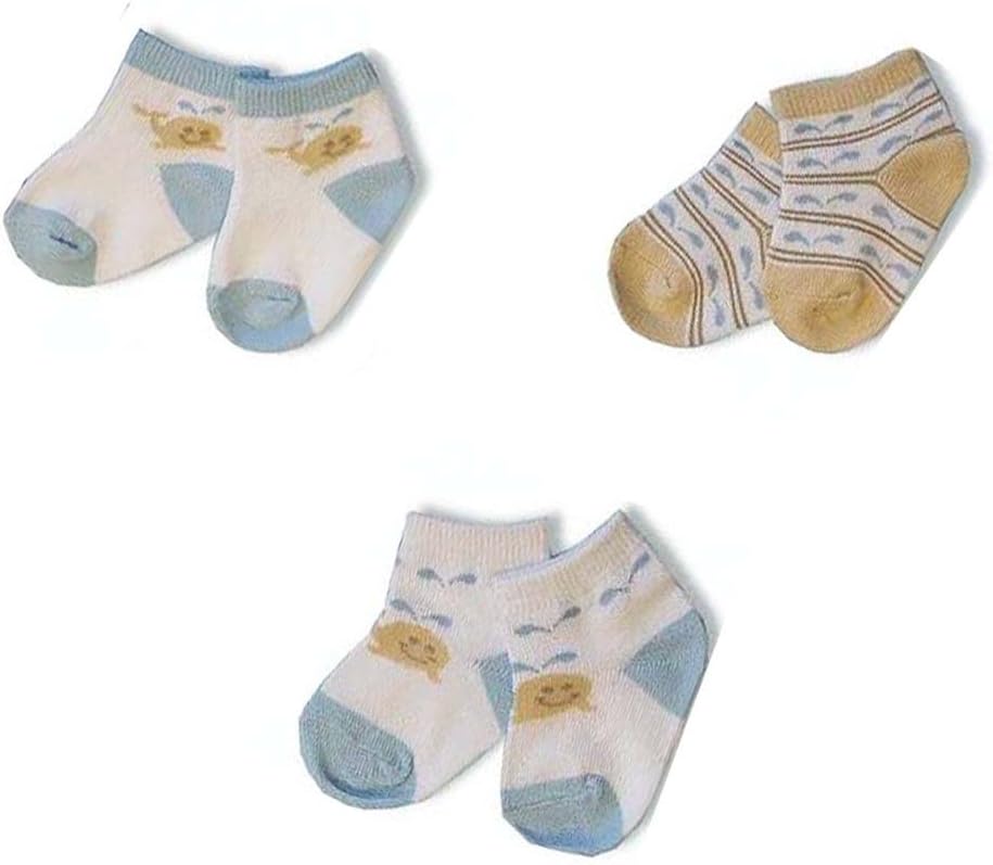 Baby Boy Socks Blue/Beige 3 Pack