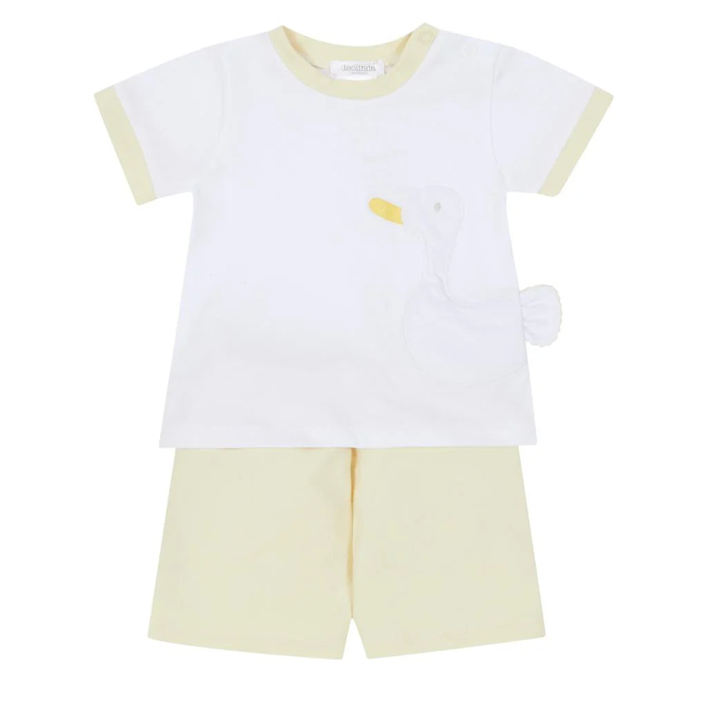 Deolinda Boys White & Lemon Duck Short Set