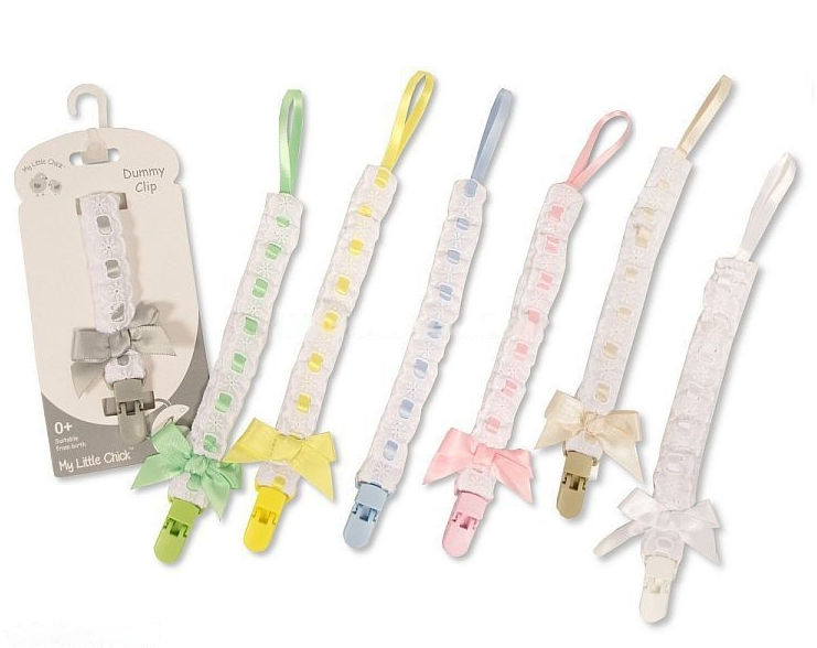 Baby Dummy Clip with Lace Band and Bow