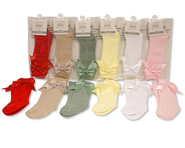 Knee Length Baby Socks with Bow (Multiple Colours)