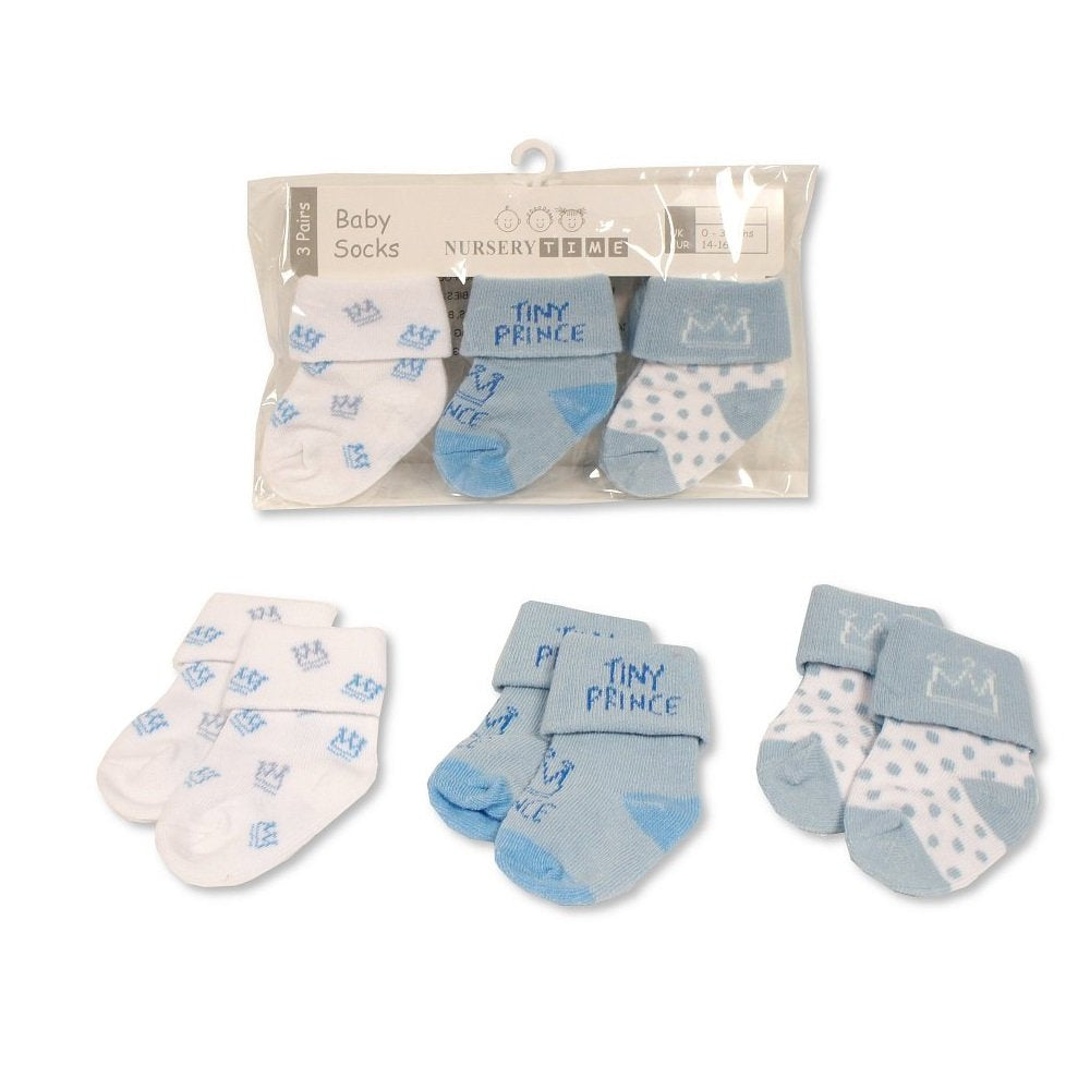 Baby Boys 3 Pack Socks Blue/White