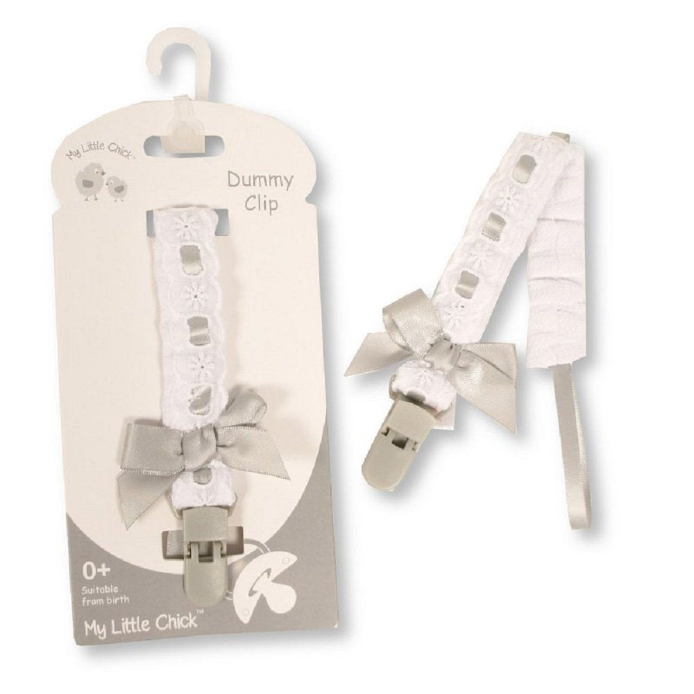 Baby Dummy Clip with Lace Band and Bow