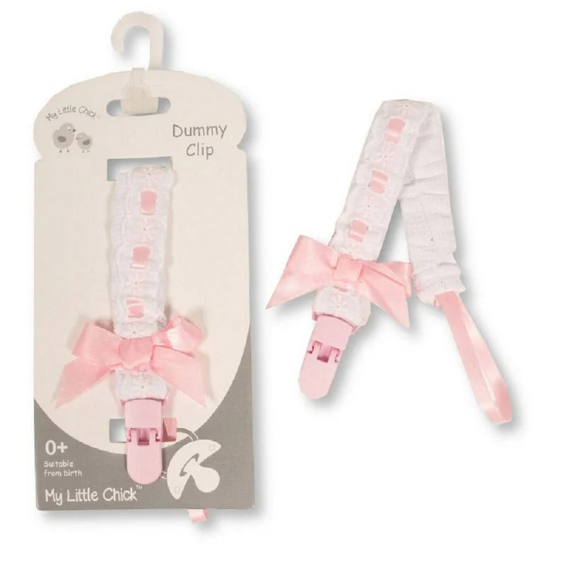 Baby Dummy Clip with Lace Band and Bow