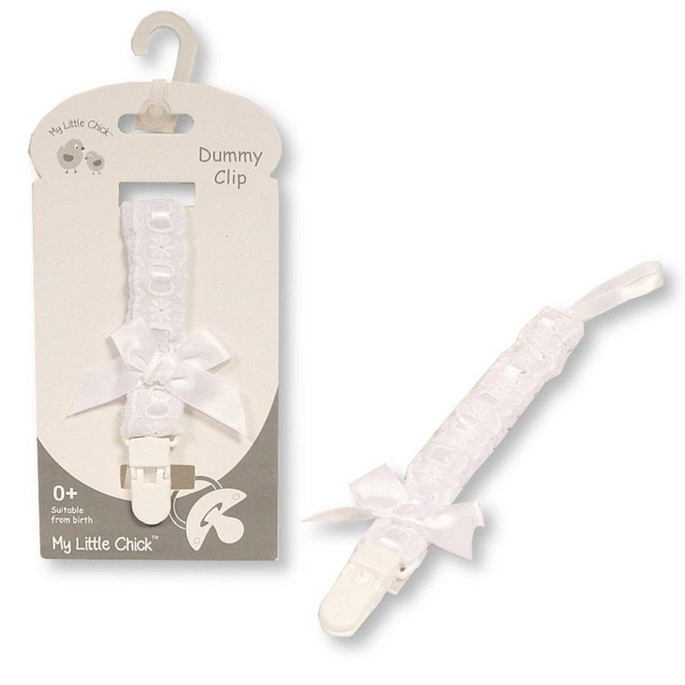 Baby Dummy Clip with Lace Band and Bow