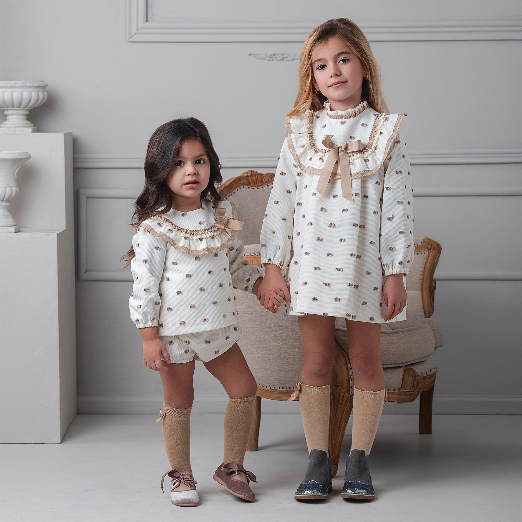 AW25 Rochy Baby Girls Ivory & Beige Tunic & Pants Set