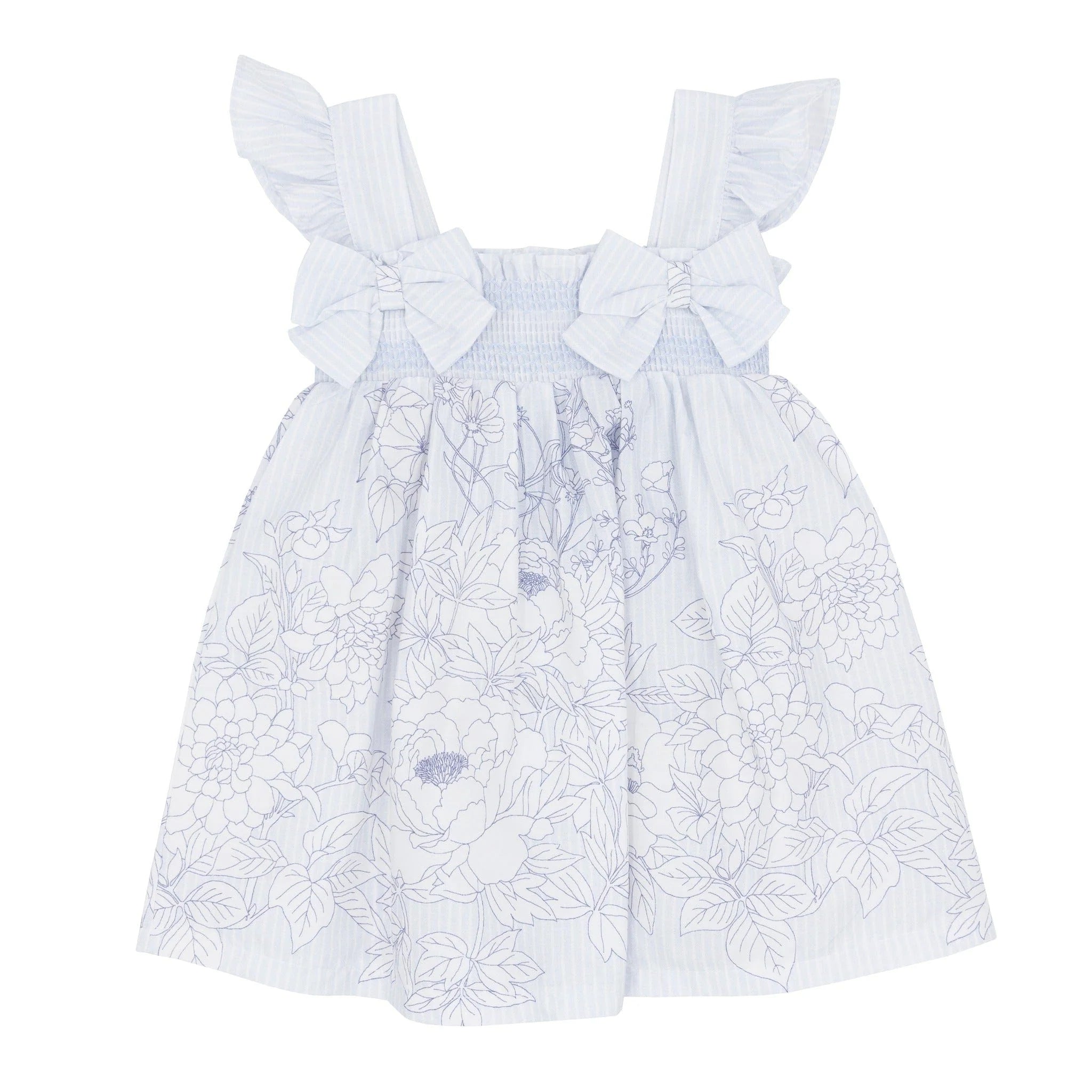 Pastels & Co Girls Smocked Blue Dress