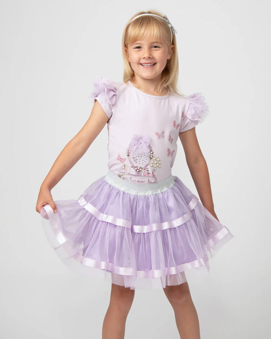 Caramelo Kids Girls Hot Air Balloon Skirt Set - Lilac