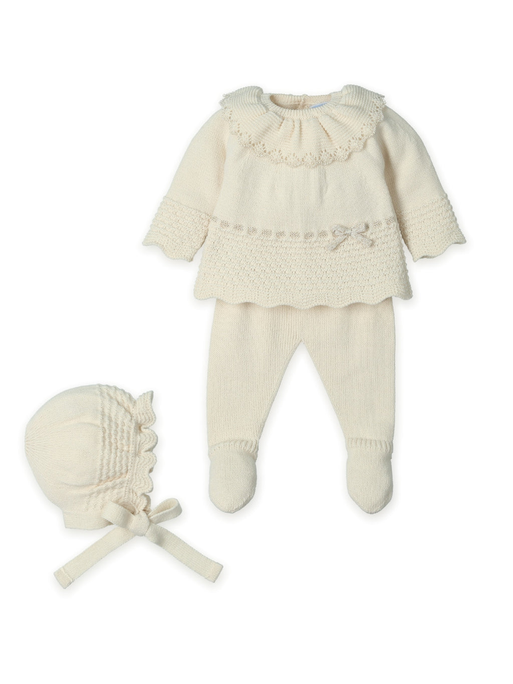 AW26 Mac Ilusion Baby Girl Cream Knitted 3 Piece Set