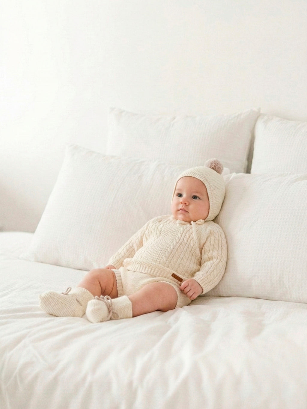 AW26 Mac Ilusion Baby Boy Cream Knitted 3 Piece Set