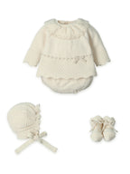 AW26 Mac Ilusion Baby Girl Cream Knitted 3 Piece Set