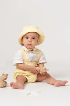 Caramelo Kids Baby Boys Lemon Linen Blend Romper Set
