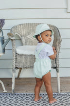 Caramelo Kids Baby Boys Mint Linen Blend Romper Set