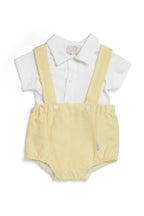 Caramelo Kids Baby Boys Lemon Linen Blend Romper Set