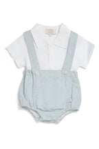 Caramelo Kids Baby Boys Blue Linen Blend Romper Set