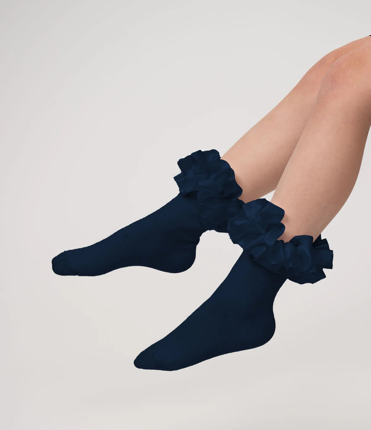 Caramelo Kids Girls Satin Ruffle Socks - Navy