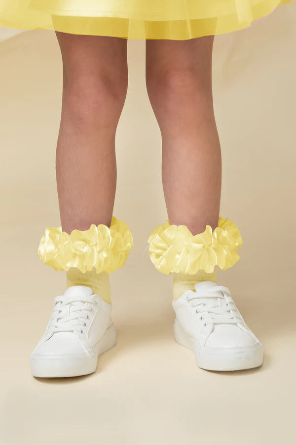 Caramelo Kids Girls Ruffle Socks - Lemon