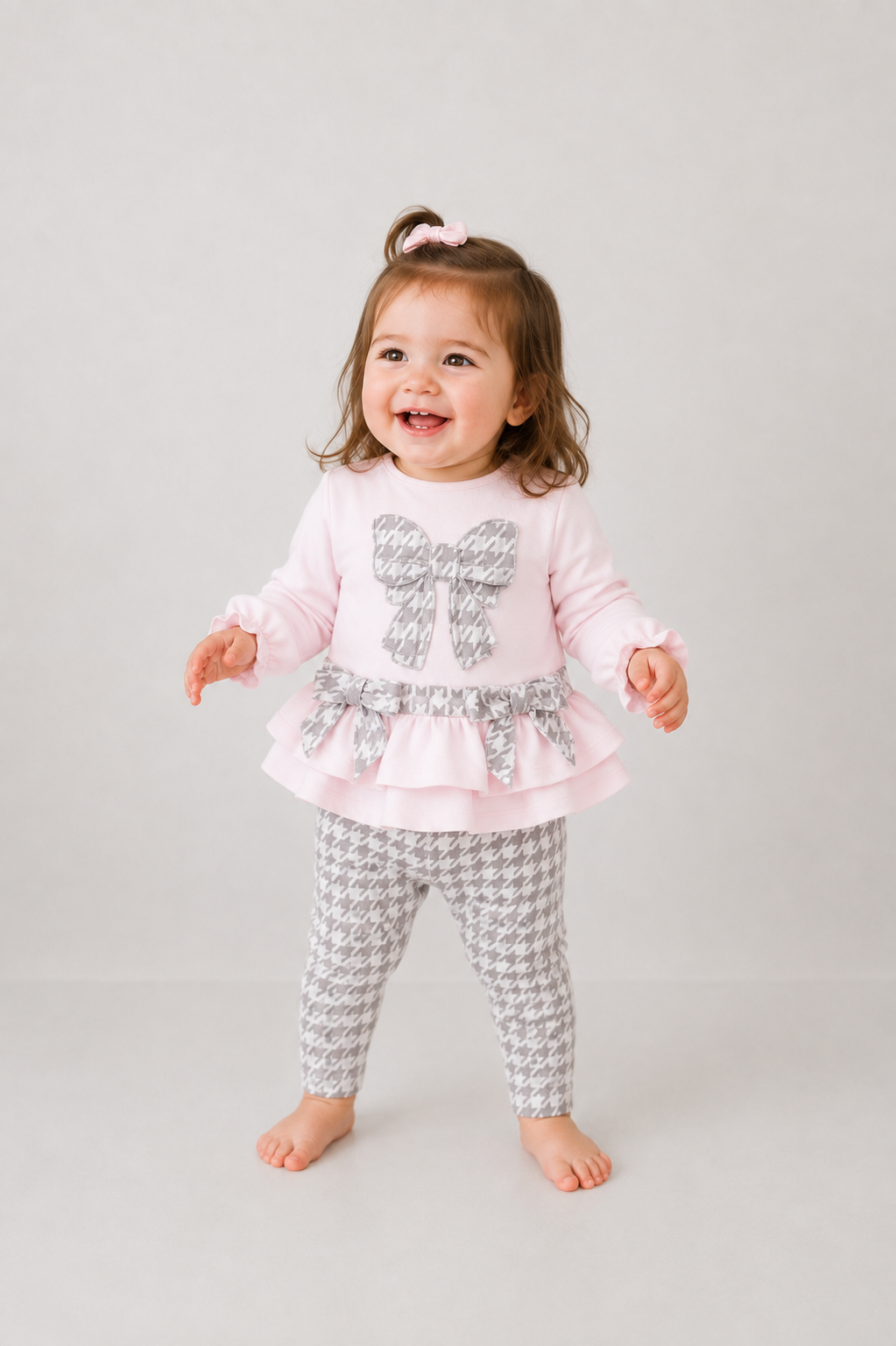 Pre Order Pastels & Co Girls Pink & Charcoal Leggings Set
