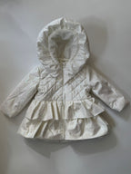 Girls Iridescent Winter Coat Fleece Lined with Hood, Sizes 3M to 5Y, White or Pink