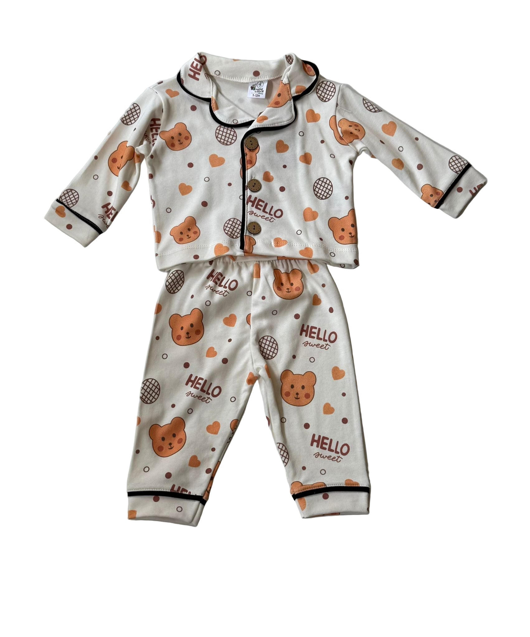 Unisex Baby Cotton Pyjamas with Teddy Design
