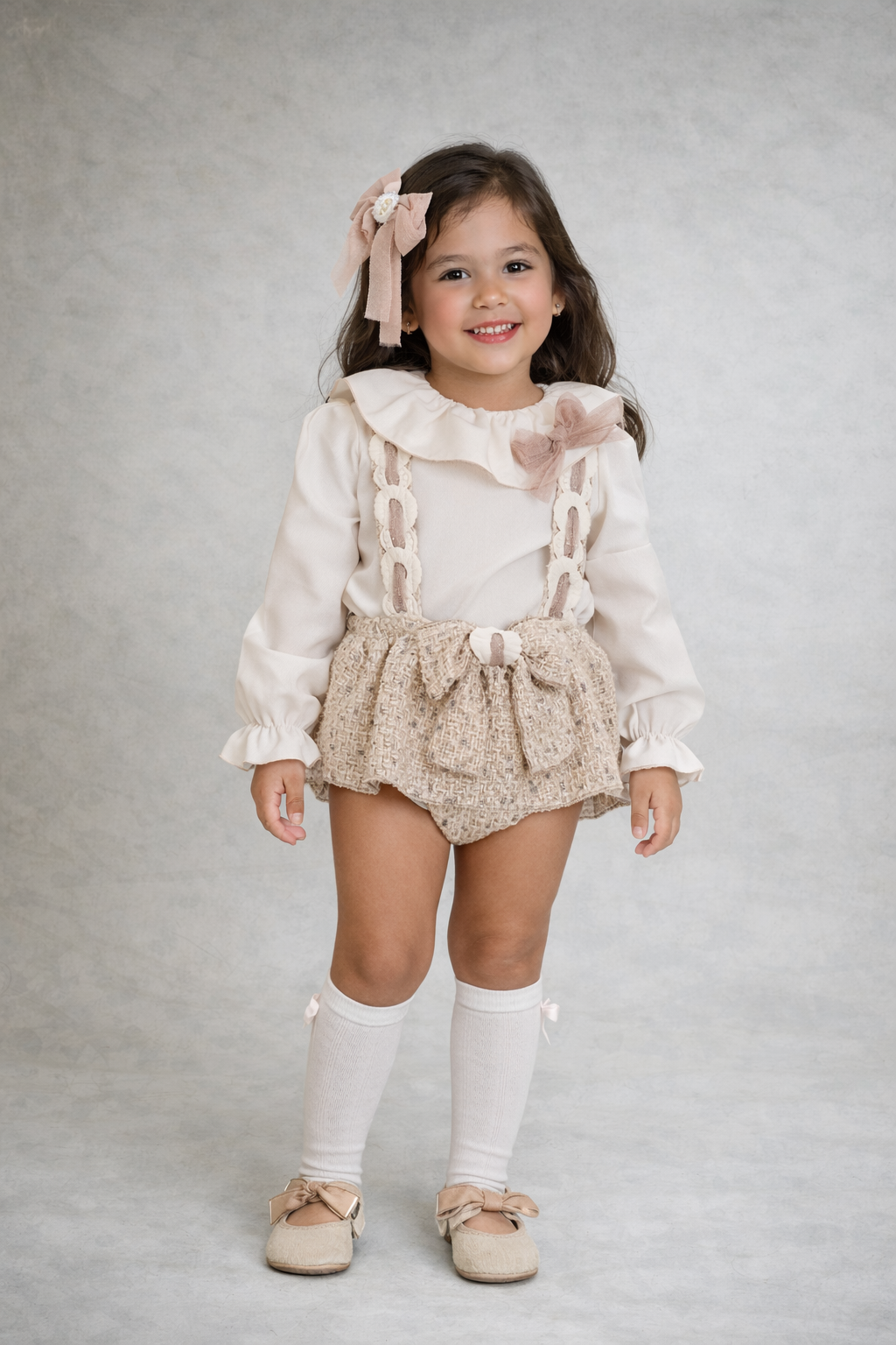 AW25 Naxos Beige Tweed Girls Jam Pant Set