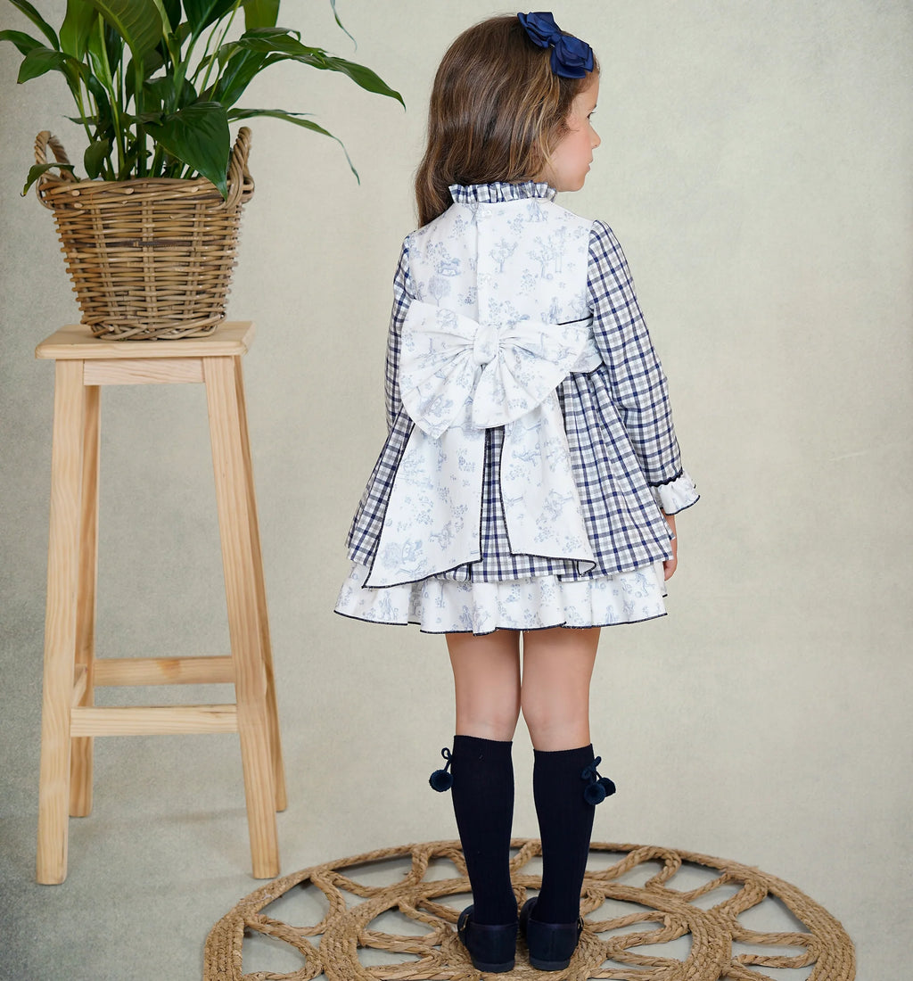 AW25 DBB Girls Navy Check Dress