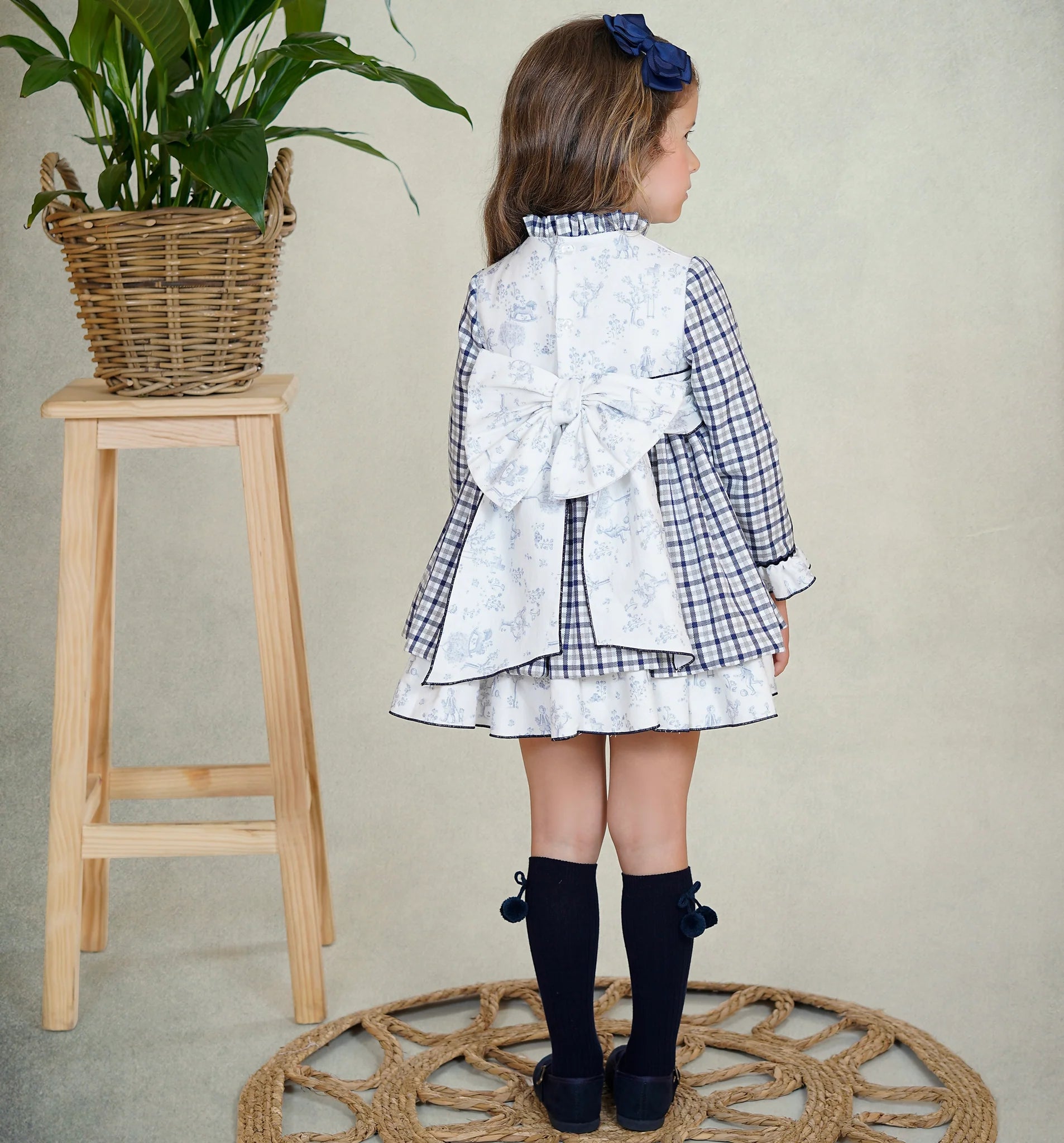 AW25 DBB Girls Navy Check Dress