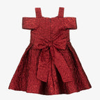 Caramelo Kids Girls Red Satin Jacquard Dress