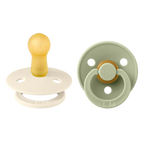 BIBS Colour Symmetrical Soother / Dummy 2 Pack Latex – Ivory & Sage (Size 2, 6+ Months) [2221416]