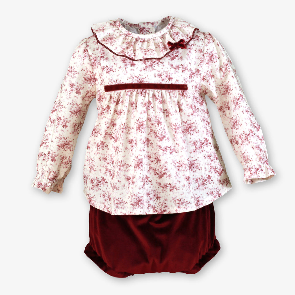 AW26 Miranda Girls Burgundy Velvet Jam Pant Set