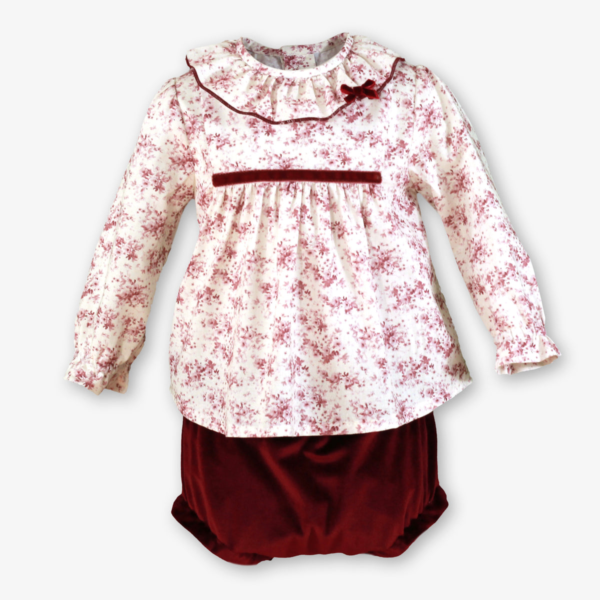 AW26 Miranda Girls Burgundy Velvet Jam Pant Set