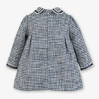 AW25 Miranda Baby Girls Navy Tweed Dress with Bow Detail