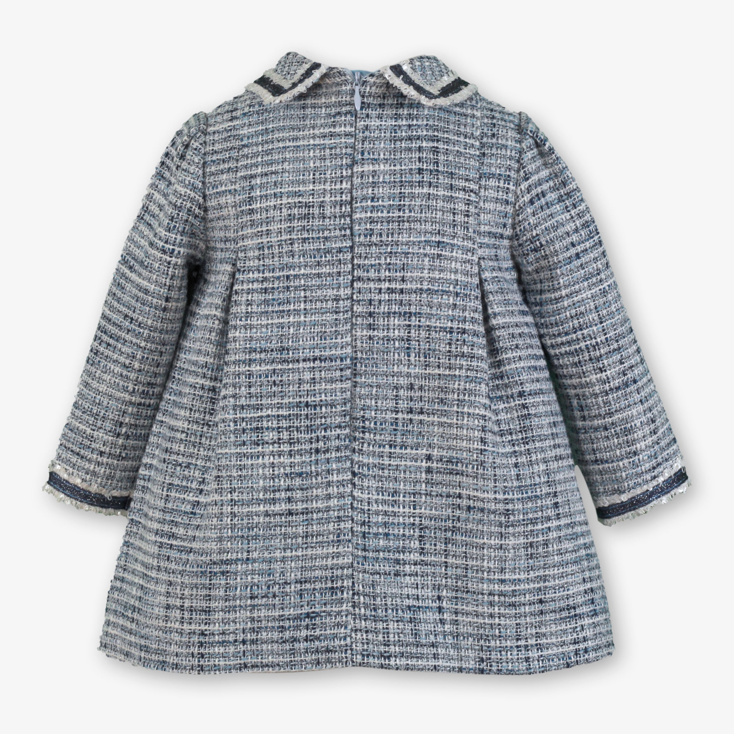 AW25 Miranda Baby Girls Navy Tweed Dress with Bow Detail
