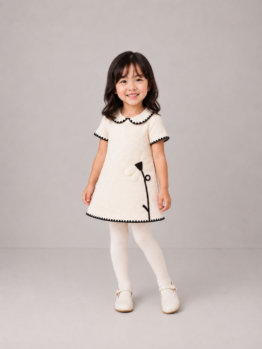 AW26 Chic by Deolinda Cream & Black Floral Design Dress