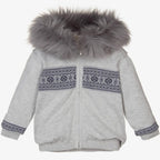 Caramelo Kids Boys Grey Fur Hood Jacket