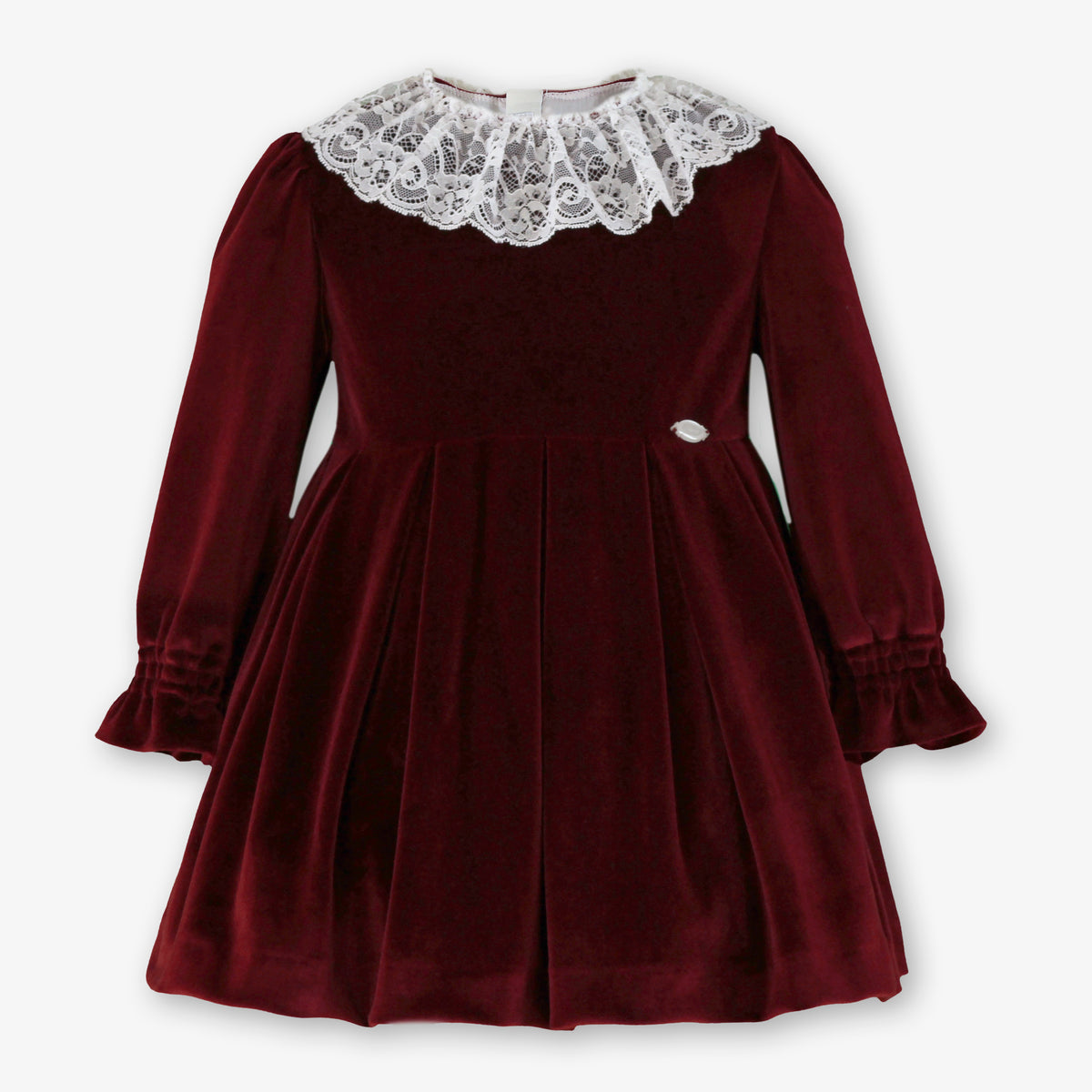AW26 Miranda Girls Burgundy Velvet & Lace Dress