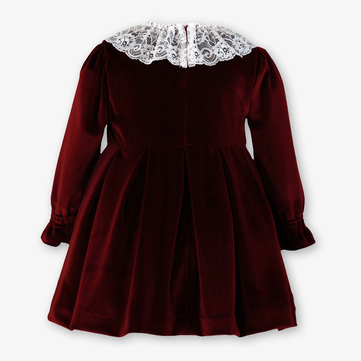 AW26 Miranda Girls Burgundy Velvet & Lace Dress