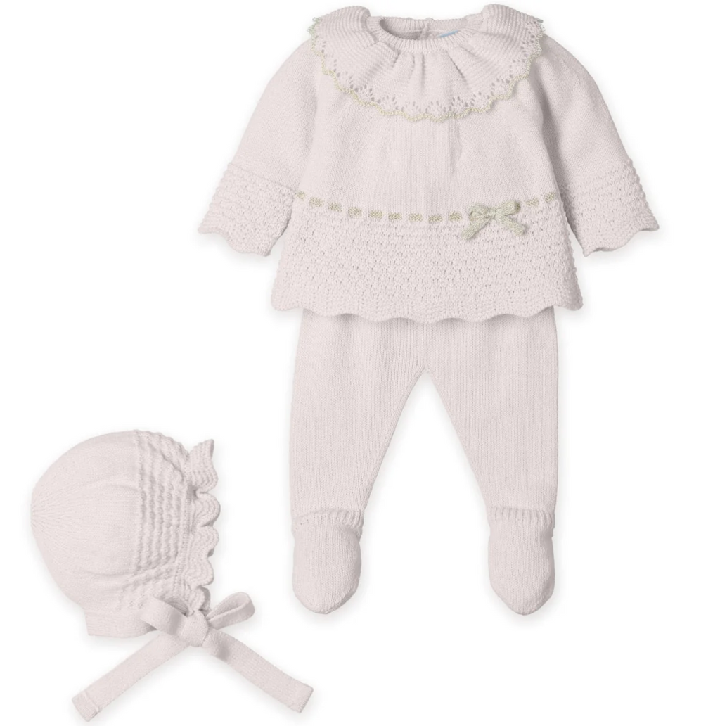 AW26 Mac Ilusion Baby Girl Pink Knitted 3 Piece Set