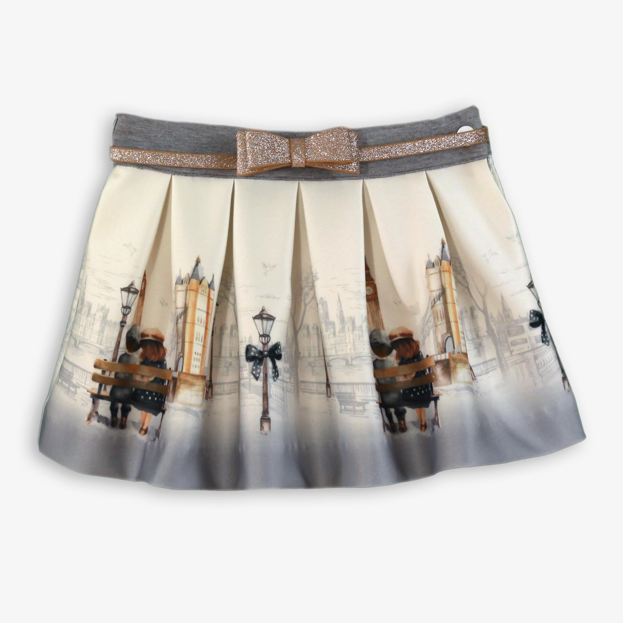 AW25 Miranda Girls Cream and Grey London Scene Skirt Set (Skirt & Top Only)