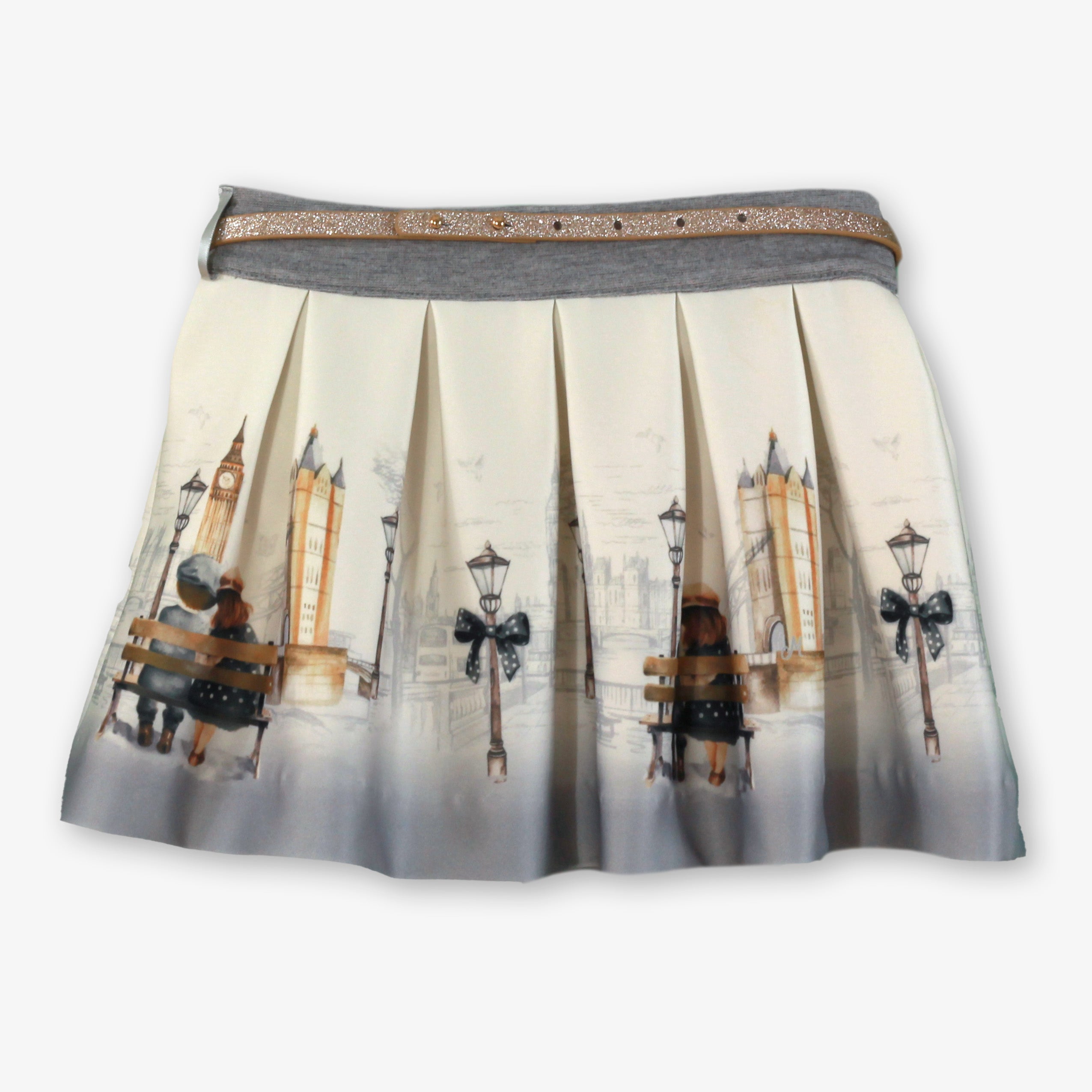 AW25 Miranda Girls Cream and Grey London Scene Skirt Set (Skirt & Top Only)