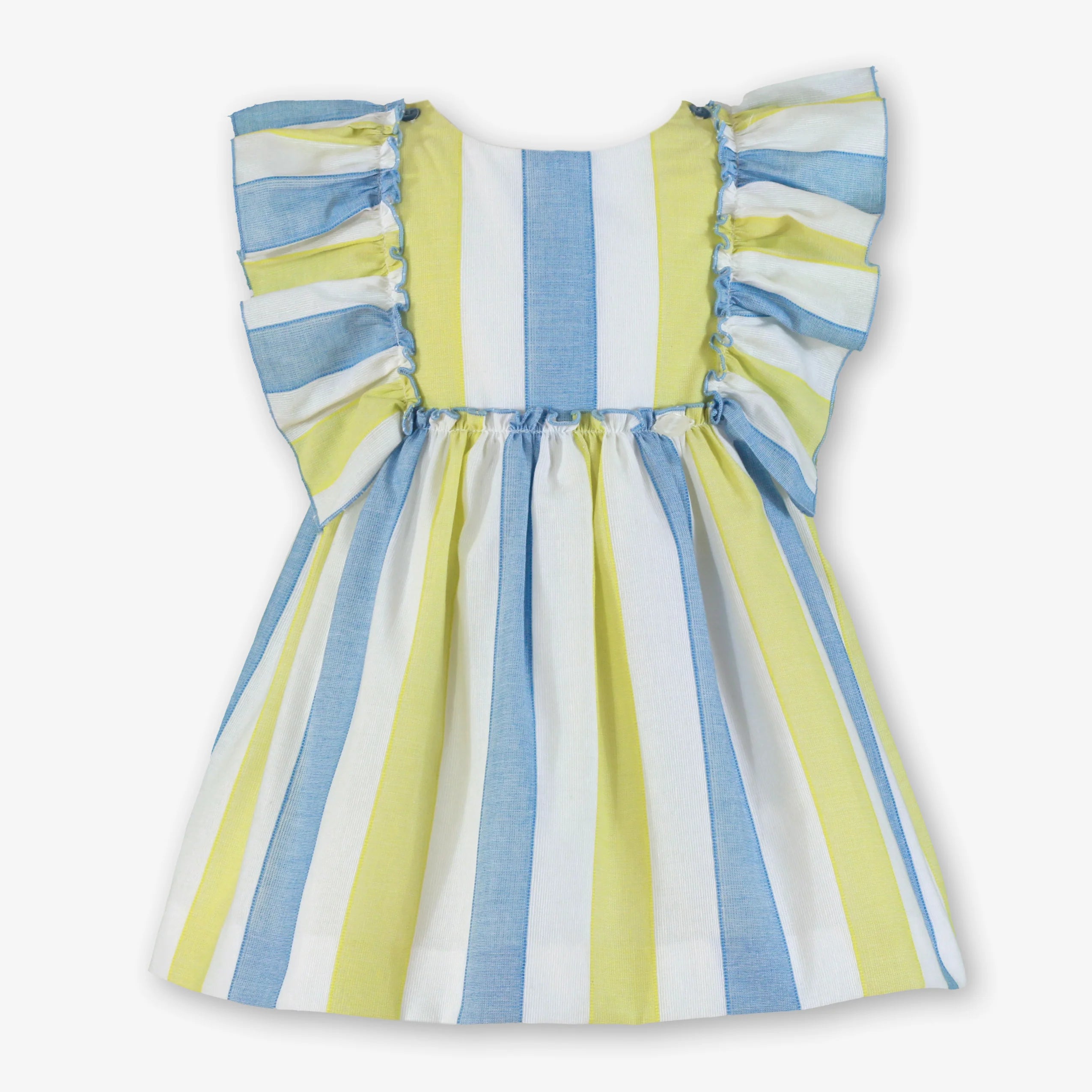 SS26 Miranda Girls Lemon & Blue Stripe Dress Baby Basics Grays SS26 Miranda Girls Lemon & Blue Stripe Dress Baby Basics Grays