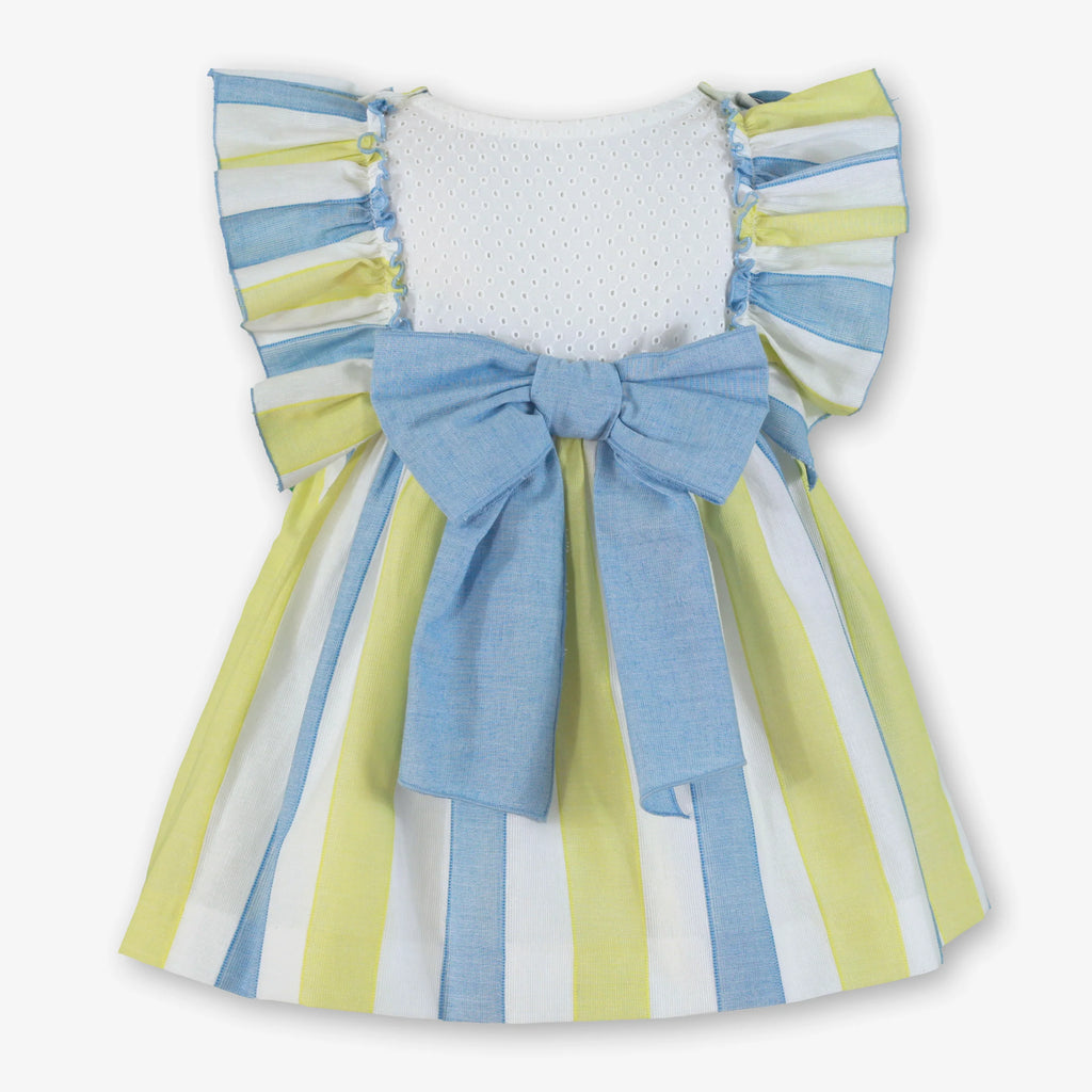 SS26 Miranda Girls Lemon & Blue Stripe Dress