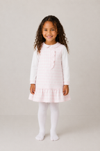 AW26 Pastels & Co Girls Pink Chevron Pinafore Dress - Carrie