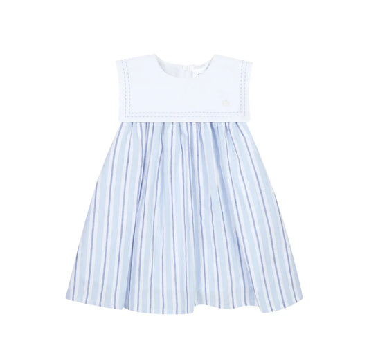 Deolinda Girls Striped A-Line Dress - Blue & White 24428